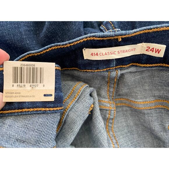 Levi's Womens 414 Classic Straight Blue Denim Jeans NEW 24W Short - Picture 8 of 11